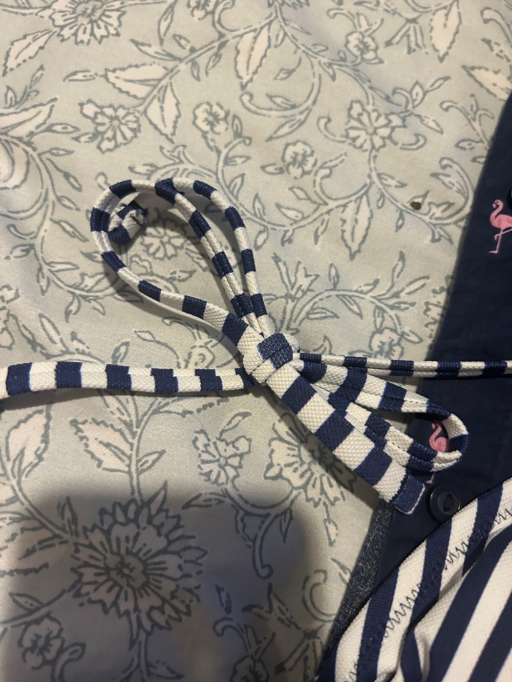 Navy Pink Flamingo Button-Up Shirt & Striped Bikini Set - Picture 7 of 11